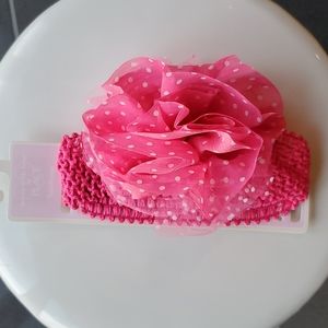 NWT Children's Place Girl's Hot Pink White Polka Dot Headwrap